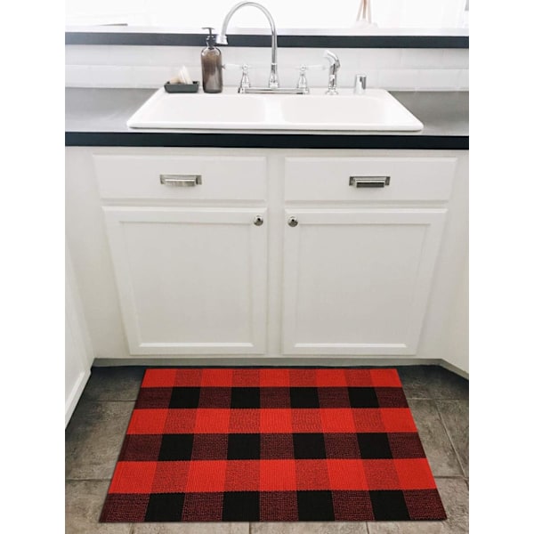 Jule-Buffalo Plaid Tæppe 60×90cm - Maskinvaskbar Udendørs