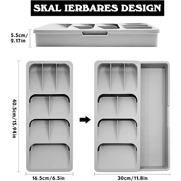 1PC（beige）Bestickorganisatör, Bestickbricka, 9 fack Lådorganisatör