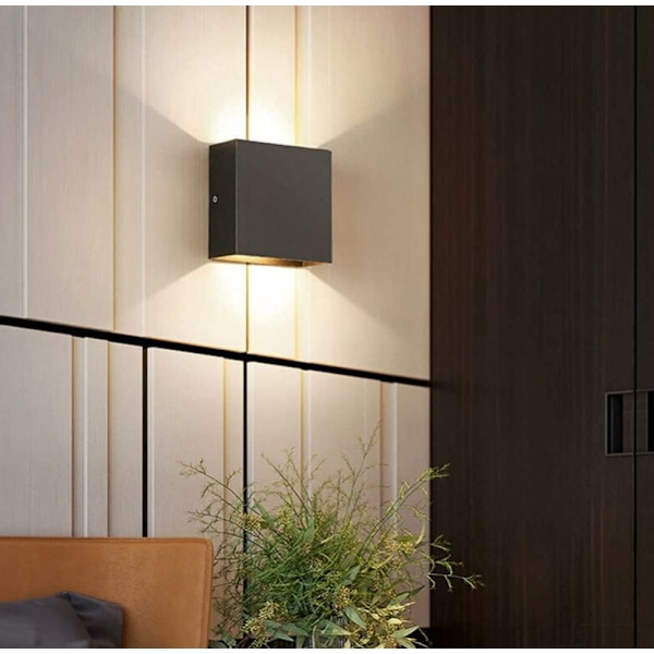 1 stk. Moderne LED-væglampe i aluminium, firkantet, sort væglampe 1