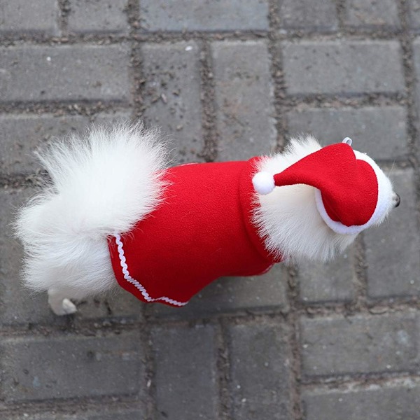 Punainen sametti jouluviitta Fancy Dress Puppy Costume Pet Christma