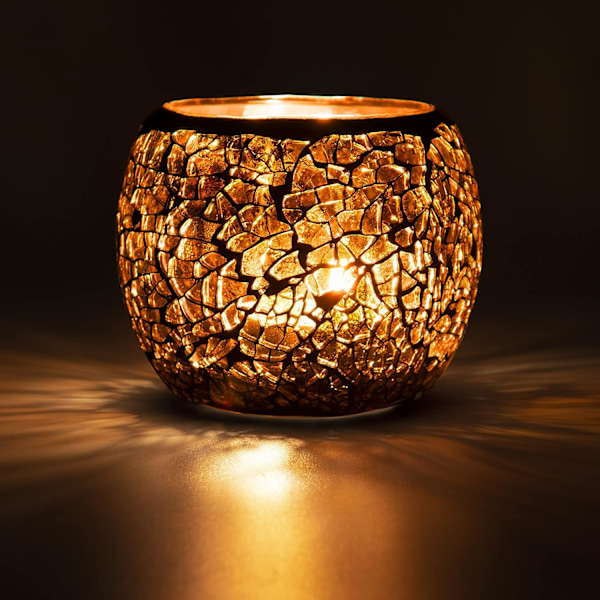 Mosaik Lysestager, Håndlavet Romantisk Og Varmt Glas Lysestager