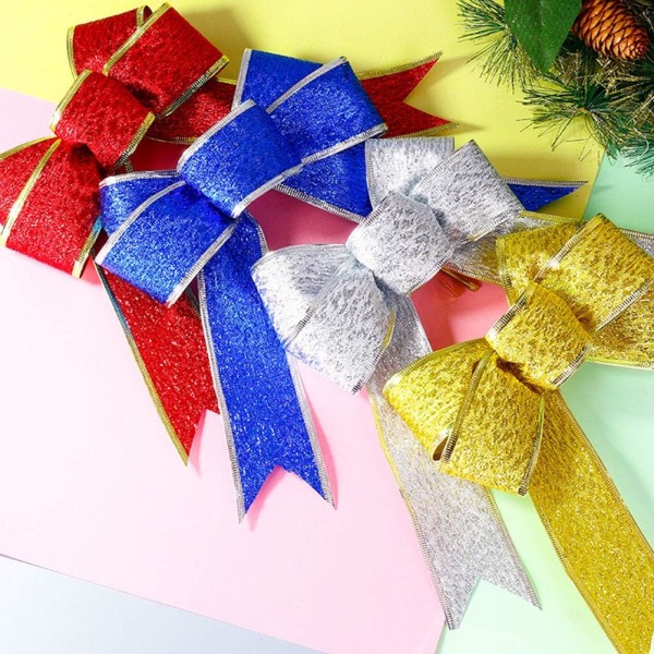 (14cm), punainen, 5 kpl koristeellisia joulukoristeita glitterkankaasta