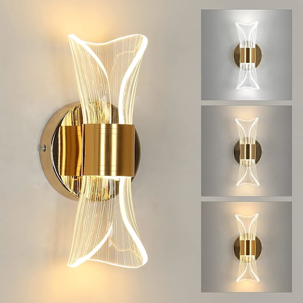 LED Vegglampe Innendørs, 12W Moderne Dimbar Vegglampe, Akryl Me
