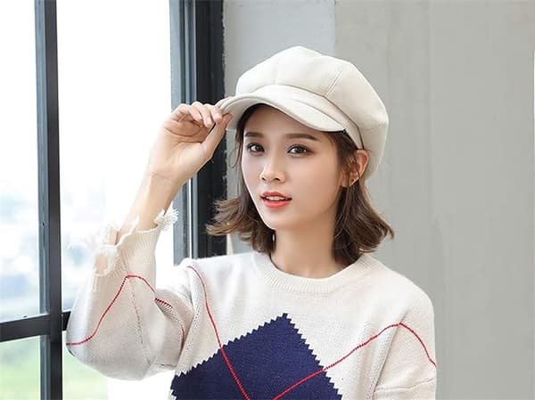 Beige Dame Beret Hat Fransk Beret Vinter Efterår Hat Damer Pige