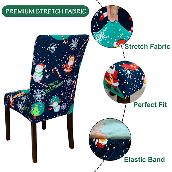 (Jultomte, 4-pack) Julstolar Överdrag Stretch Matstolar
