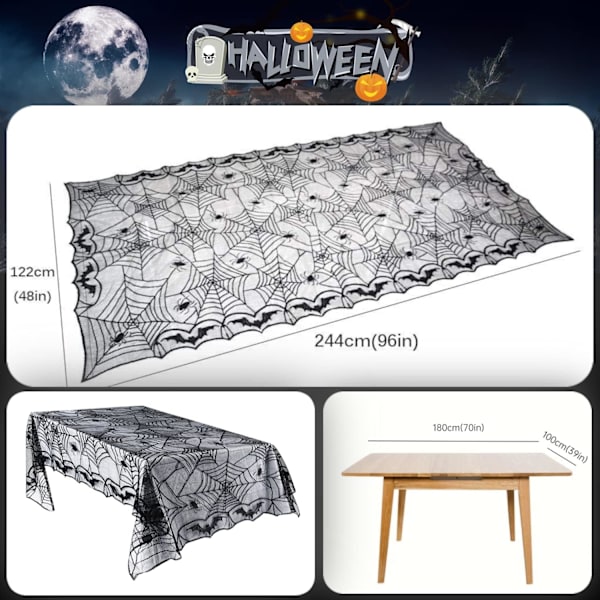 Halloween Blonde Spind Dekoration Edderkop Web Trykt Mønster D