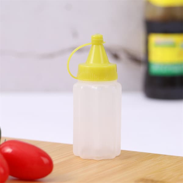 Fire gule klemflasker, 30 milliliter klemmesaus