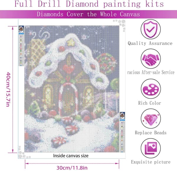 12x16 tommer jule diamantmaleri kits til voksne, fuld AB dåse