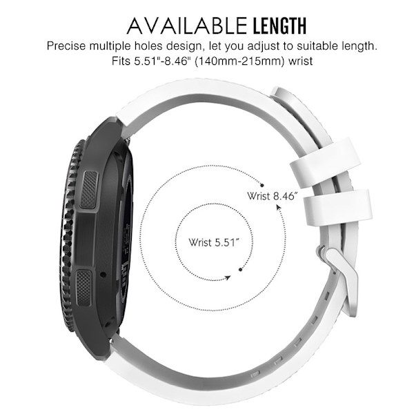 Sæt med 2, sort+hvid egnet til Samsung Gear S3 silikone rem
