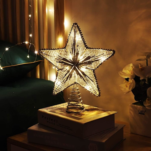 Wire Star Juletræ, Pentakelformet Lampe med Spiral Base a