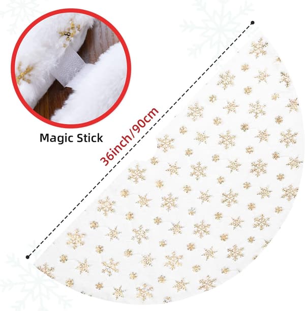 90cm Julgransmatta Vit Julgransmatta, Snöflinga Bas