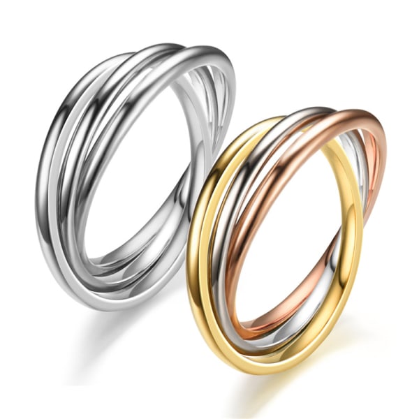 Rustfritt stål Ring Triple Interlocked Rolling High Polish Ring
