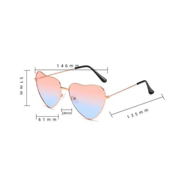 Blå gradient Fashionabla retro hjärtformade solglasögon i metall
