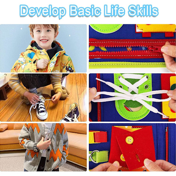 Travel Busy Board 3 Layer Montessori Sensory Toy Gift for 1 2 3 Year Old