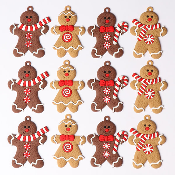 12 Pepparkaksgubbe Julgransprydnader - Blandade Plast Gi