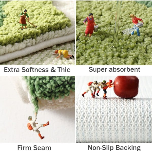 Sklisikker badematte, absorberende grønn mikrofiber myk baderomsmatte M
