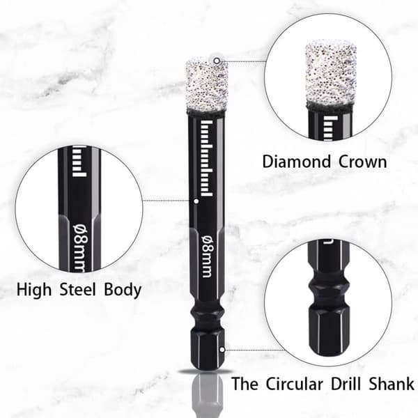 Diamantbor 5mm 6mm 8mm 10mm 12mm Bor Bits Diamantbor