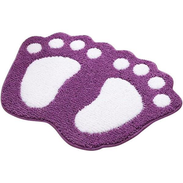 Halkfri, absorberande badrumsmatta, design med stora fötter, polyester, purpurfärgad