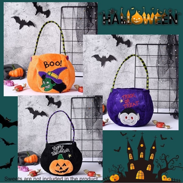 Halloween-karkkipussi, 3 kappaletta kurpitsapussia, Halloween-vampyyri-noita