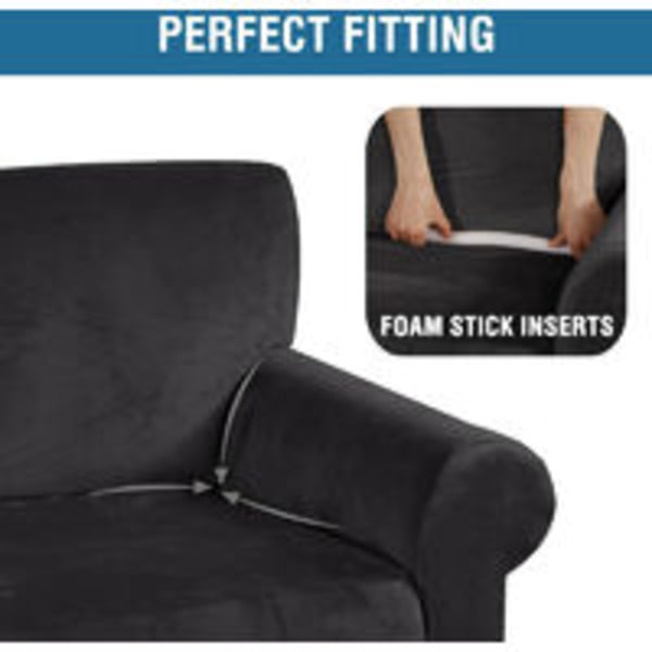 Stretch sohvan cover Universal Black Polyster Sofa Protector 2 istuin