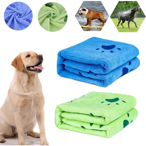 Hundehåndklæde Mikrofiber Håndklæde - Vaskbart Hunde Tæppe 2 Stykker - Hund