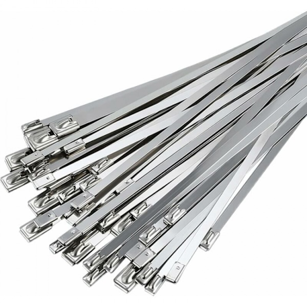 50 st rostfria slangklämmor, 300 mm × 4,6 mm rostfritt stål