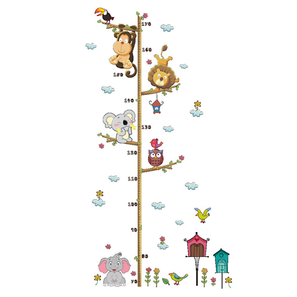 Tarra Jungle Wild Animals Branched Height Chart Wall Mural