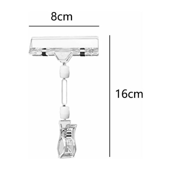 1 st i ett paket, 16*8 cm plast etikettklämma placering, transparent