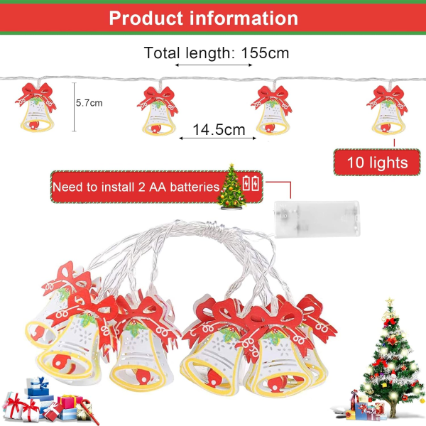 1 stk (klokke) 10 julelys, LED-lyssnor, LED Marokko