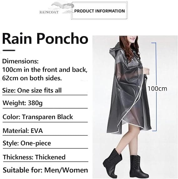 1 stk. Regnfrakke Poncho, poncho/regnfrakke til mænd og kvinder, egnet