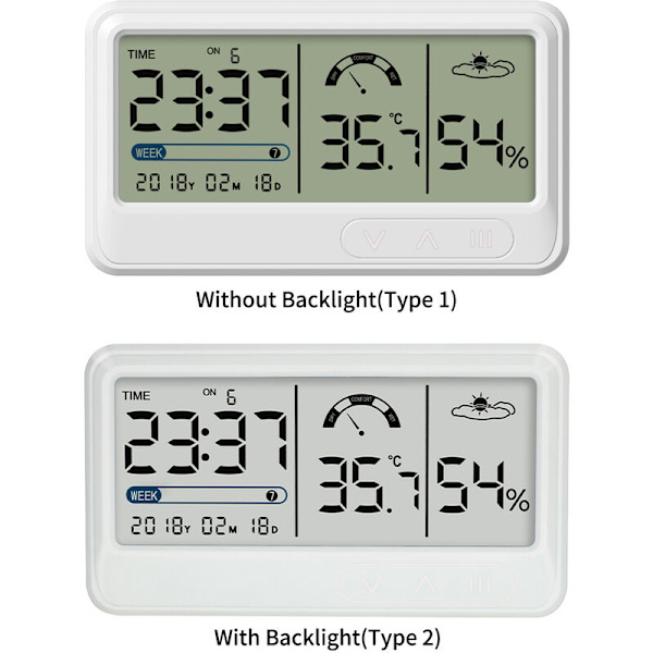 Digitalt hygrometer Elektronisk termo-hygrometer med LCD-skærm