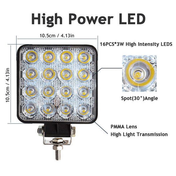 4 stk LED arbeidslys 3 tommer 48W LED arbeidslys søkelys tåkelys