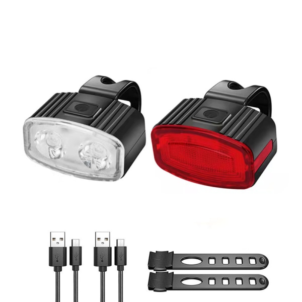 Sykkelbelysningssett, USB-lading superlyse frontlykter og baklykter