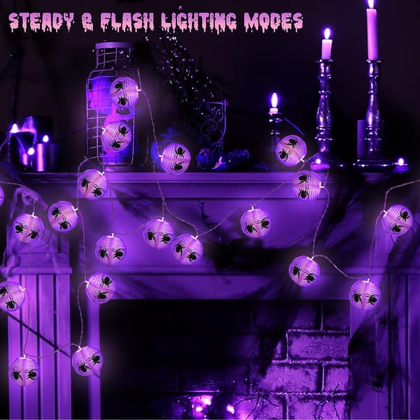 Halloween-hämähäkinauhavalot, 2M 10 LED-purppurakranssi