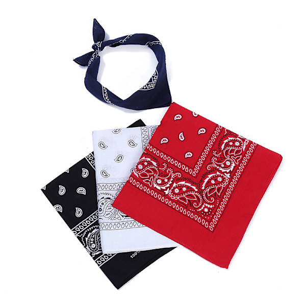 3-pack Bandana Paisley svart, röd, vit - 55x55 cm flerfärgad