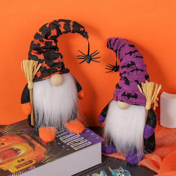 Halloweenin kasvoton kääpiönukke, lepakko hämähäkki syksyn sadonkorjuun pehmolelu