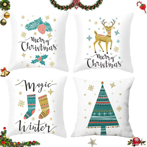 4pcs Christmas Pillow Covers,Christmas Pillow Case Cushion,Christ