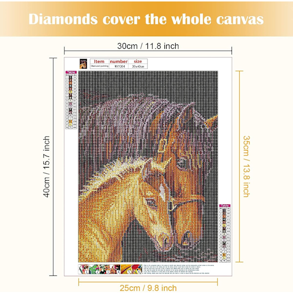 5D Diamantmålningssats 30x40cm DIY Färgglad Häst Diamantkonst Ki