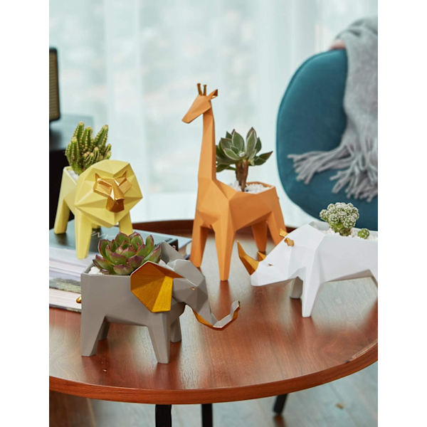 Rhino Planter Pot Statue Arts Gave Figurine Resin Skulptur Dekor