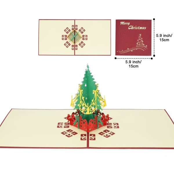 6 stk julekort, 3D popup julehilsenkort for jul/nyttår