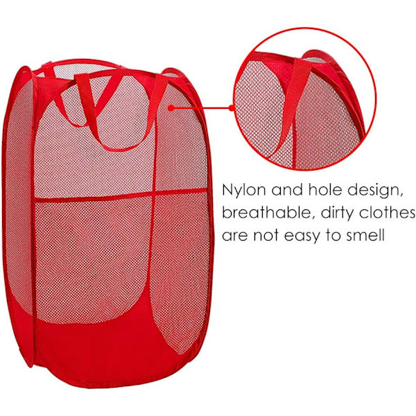Tvättkorg [2-pack] Hopvikbar Pop Up Mesh Tvättkorg La