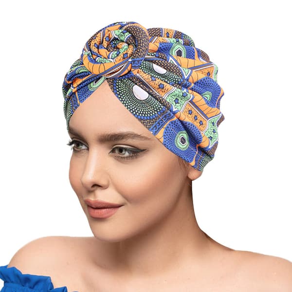 Geometrisk grönbrun bohemisk vind munk turban mössa knut lock h
