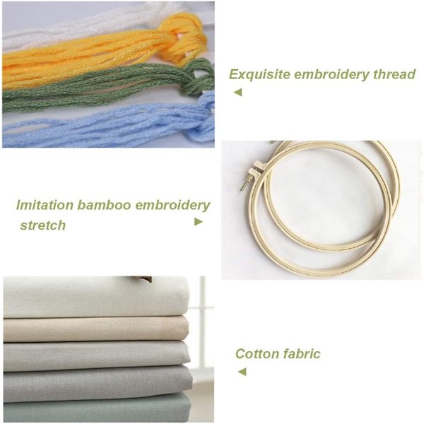 8 tum korsstygnsbroderi kit med broderiram, färgglad