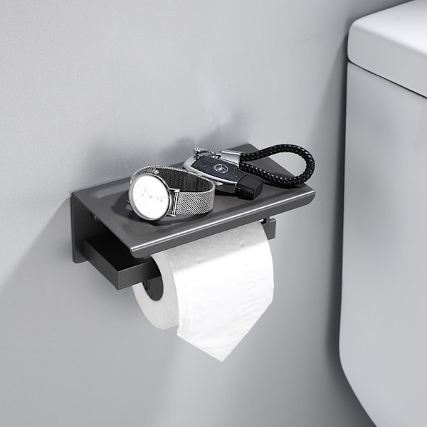 Grå toiletpapirholder i aluminium, forlænget toiletpapirholder (A