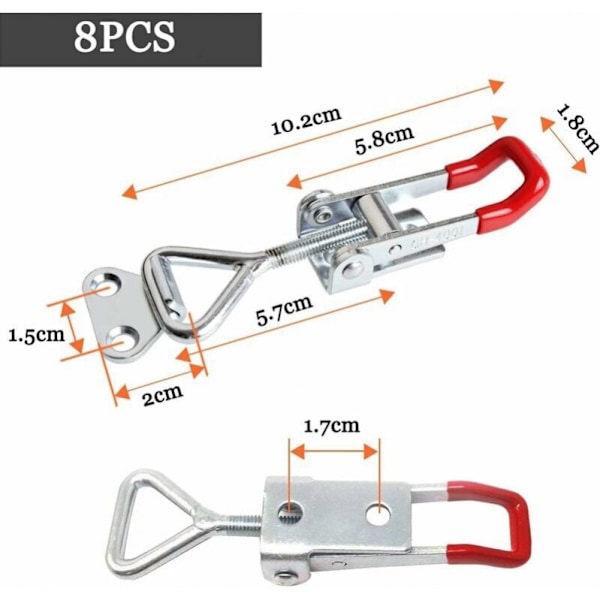 8 stk 4001 Metallisk Toggle Lås Holdbarhet 100 kg / 220 lbs, Justerbar