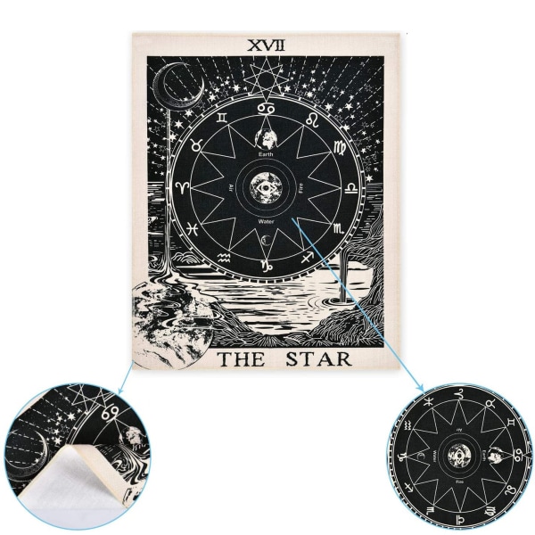 3 stycken Tarot-väggbonader Tarot-kortväggbonader Solen Månen Stjärnorna