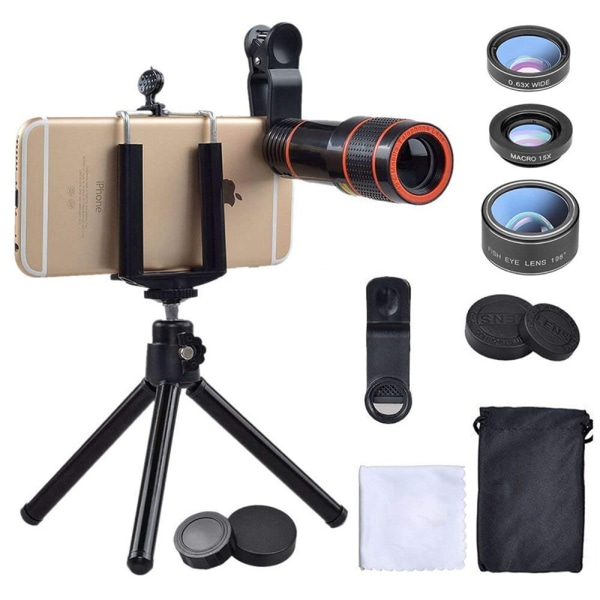 Full HD Fisheye vidvinkel makro 7-i-1 teleobjektiv presentförpackning U