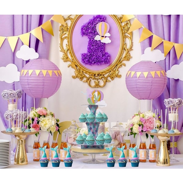 Havfrue Cupcake Stativ 3 Etagers Pap Cupcake Stativ til Baby Sho