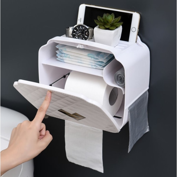 Seinälle kiinnitettävä WC-paperiteline, vedenpitävä/pölytiivis paperiteline