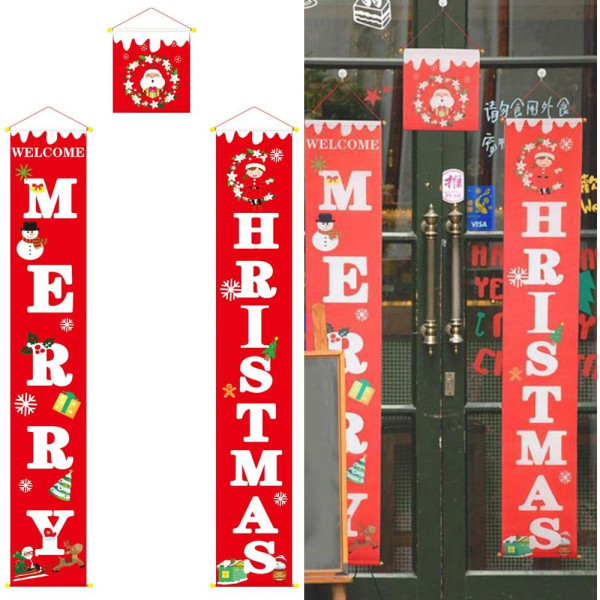 Porch Door Welcome Banner Merry Christmas Porch Sign Outdoor Chri